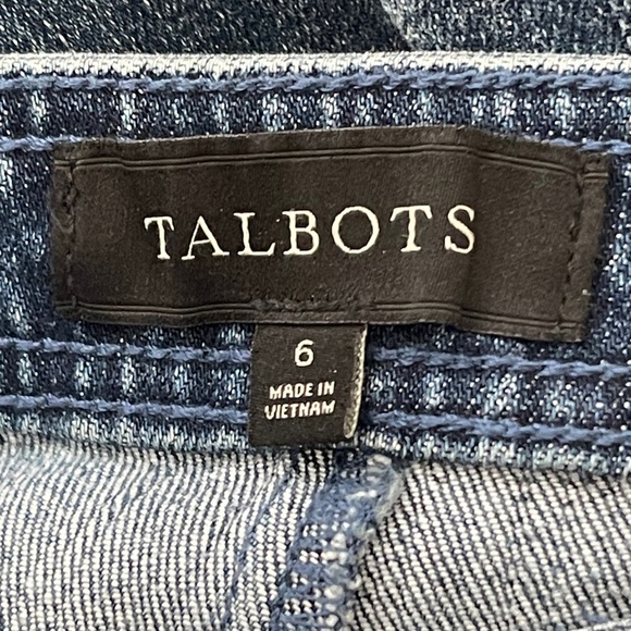 TALBOTS Talbots Stretch Denim A-Line Button Front Midi Jean Skirt Size 6 - Picture 4 of 6